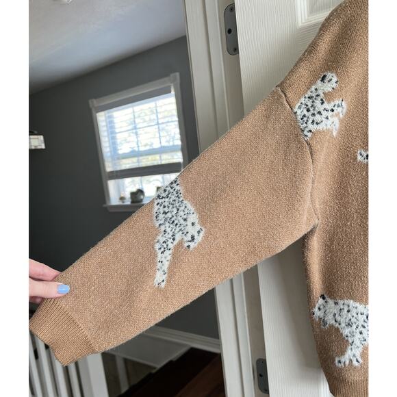 &MERCI Women's Fuzzy Leopard Big Cat Novelty Pullover Sweatshirt Sweater Sz M - Picture 2 of 10